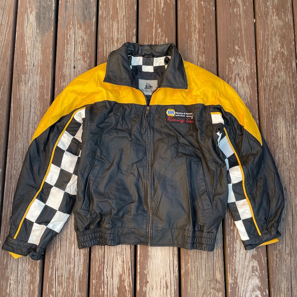 Burk's Bay Men's Leather Schwans Racing Team Ken Schrader Nascar Jacket